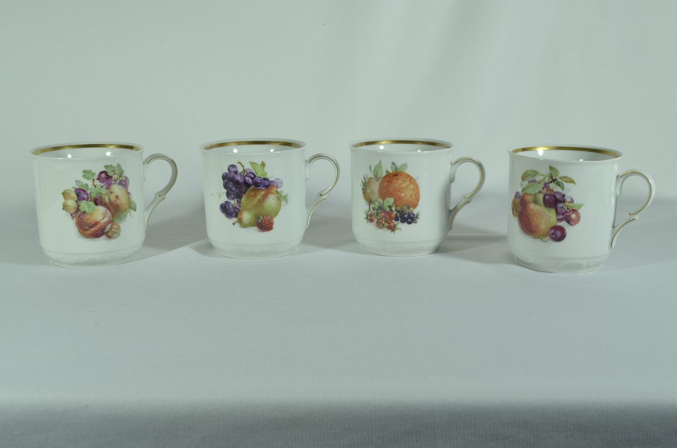 HOUSE OF GOEBEL BAVARIA GERMANY FRUIT MUGS set of 4 EXC