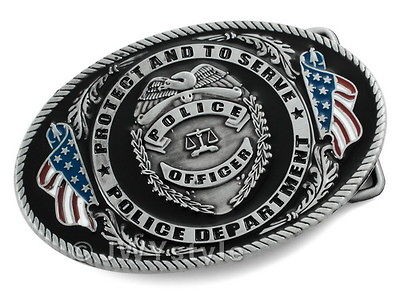 PROTECT AND TO SERVE POLICE OFFICER LIBRA Mens Metal Belt Buckle 