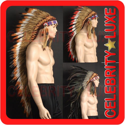 New 81cm, 91cm,125cm Native Indian Chief Feather Headdress Fancy Dress 