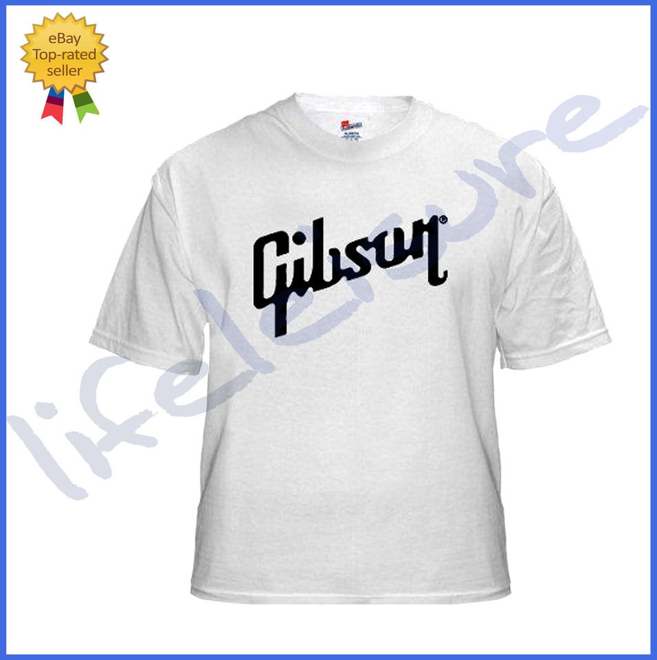 GIBSON SG LES PAUL EPHIPHONE FENDER GUITAR MENS WHITE T SHIRT BLACK 