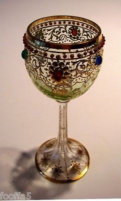 MOSER GLASS GOBLET CABOCHONS STAR OF DAVID