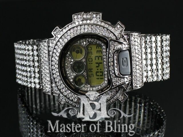   Custom Lab Made CZ Iced Out G Shock Watch Casio DW6900 Icy Band