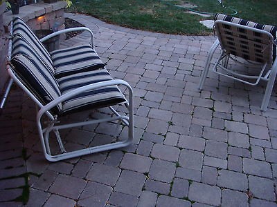   patio furniture 54 glass table,6 swivel/rock/2 lounge chairs,glider