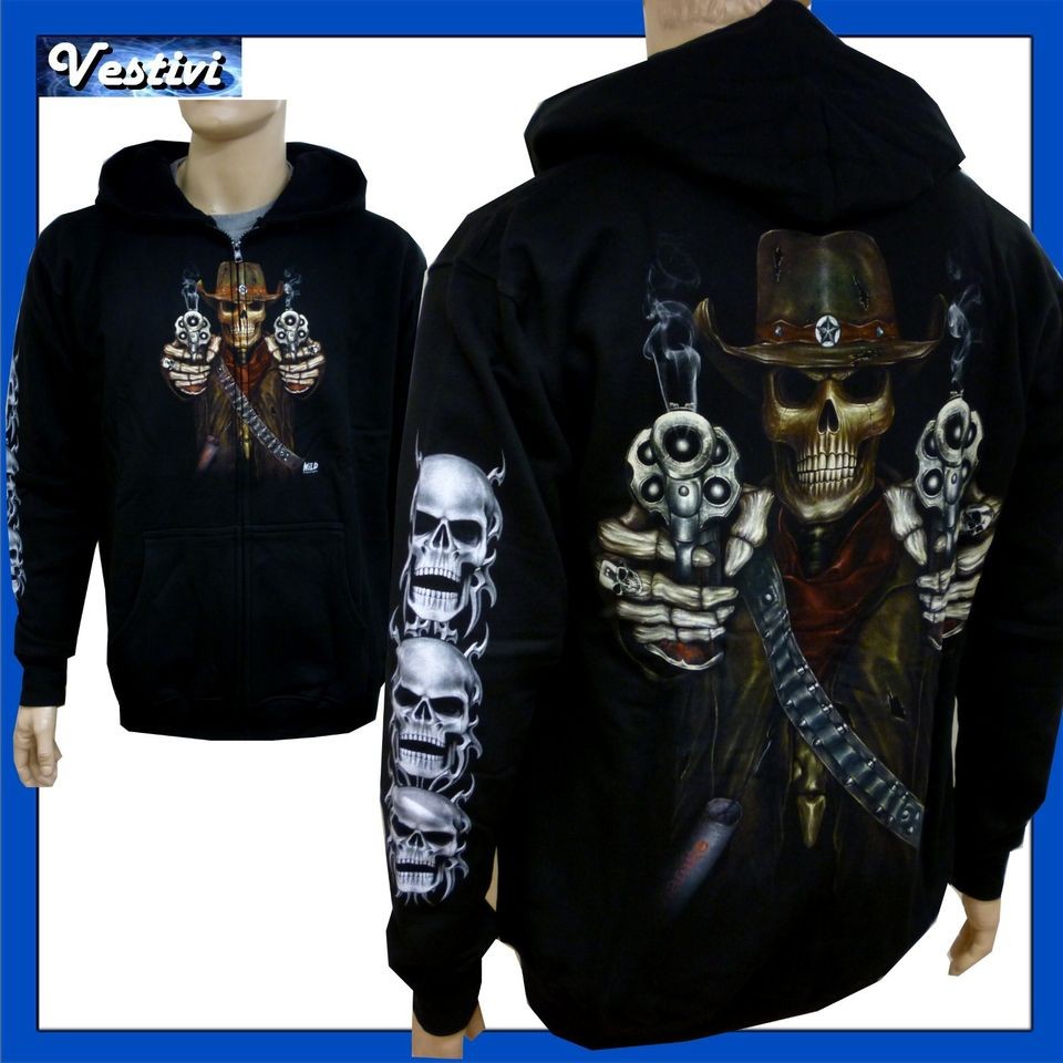 The Grim Reaper Glow In The Dark Skull Guns Death Tattoo Hoodie Hoody 