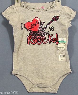   Dokie I Love To Rock New Born 5 9 lbs Bodysuit Gray Brand NEW PRETTY