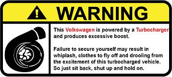 Volkswagen Turbo Warning decal sticker gti passat scirocco golf beetle