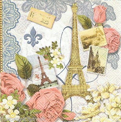 20 Paris Eiffel Tower PAPER NAPKINS #30556 Beverage   Crafts Decoupage 