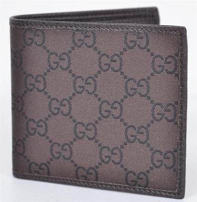 NWT GUCCI 143383 MENS BROWN CANVAS GG MONOGRAM LOGO BIFOLD WALLET~BOX 