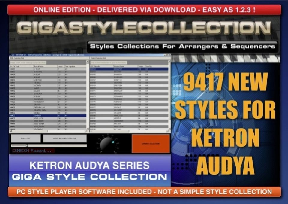 9400 NEW Styles for KETRON AUDYA SERIES + PC Style Player Online 