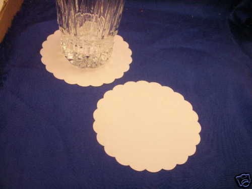 50 Plain white hard stock paper coasters 4 diameter