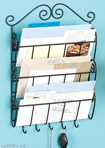    TIER METAL SCROLLWORK MAIL AND KEY WALL MOUNT RACK ORGANIZER STORAGE