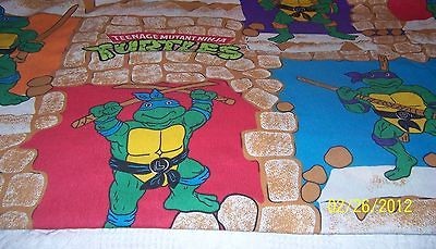 TMNT Turtles Flat Twin Sheet Nice 1988 Great Colors Sharp Very Near 