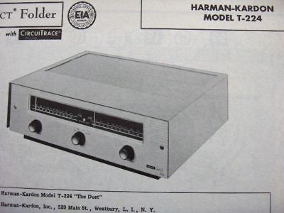 HARMAN KARDON T 224 DUET TUNER RECEIVER PHOTOFACT