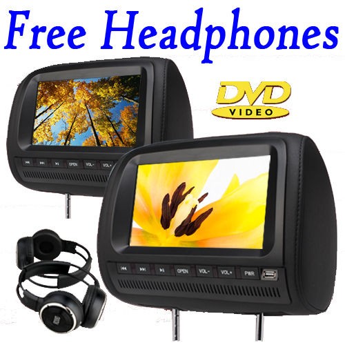 Black 9 Car Pillow Headrest Monitor DVD Player Hitachi Head Sony Lens 
