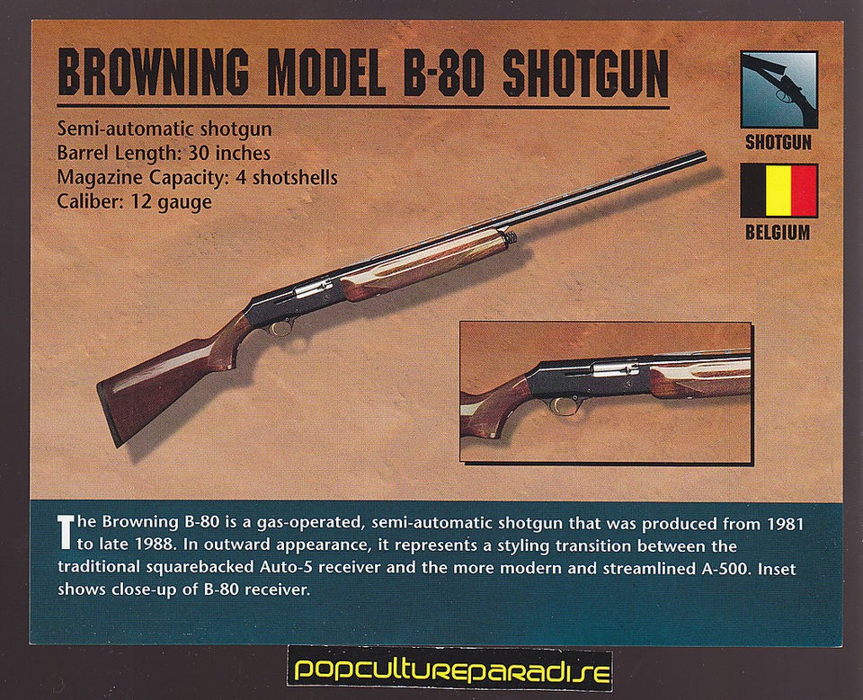 BROWNING MODEL B 80 SHOTGUN Belgium Atlas Classic Firearms Gun CARD