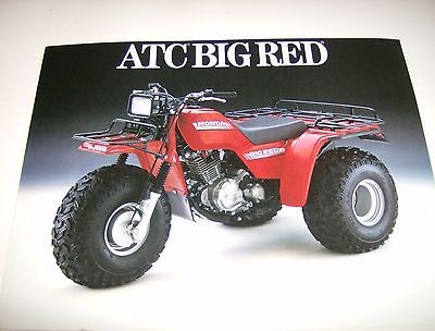   ORIGINAL 1986 HONDA ATC 250 BIG RED SALES BROCHURE 4 PAGES 3 WHEELER