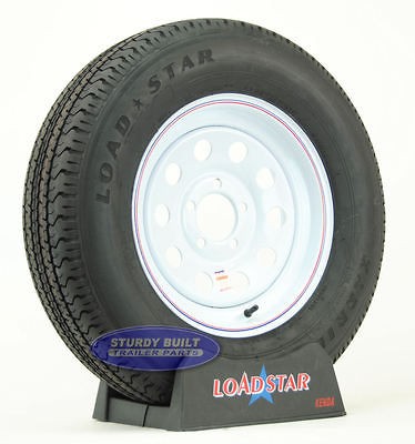 Trailer Tires ST 205/75R15 Radial White Rims Wheels 15