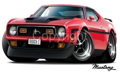 1971 1972 Mach 1 Mustang Cartoontees Mens Tshirts 7307 Muscle Car Ford 