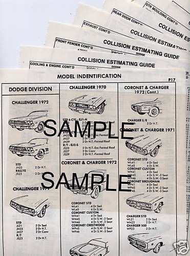 1970 1971 1972 BARRACUDA BODY PARTS LIST FRAME CRASH SHEETS ~