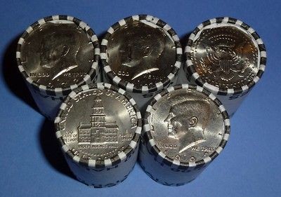 UNSEARCHED Kennedy Half Dollar Bank Rolls **5 UNOPENED JFK ROLLS 