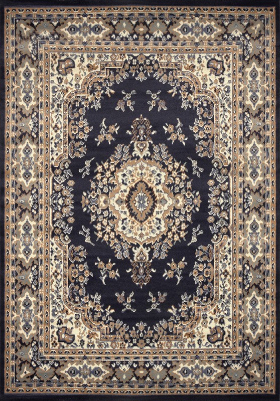   PERSIAN NAVY BLUE BORDERED AREA RUG ORIENTAL MULTI COLOR CARPET