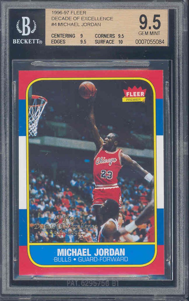 1996 97 fleer decade (1986) MICHAEL JORDAN bulls rookie BGS 9 9.5 9.5 