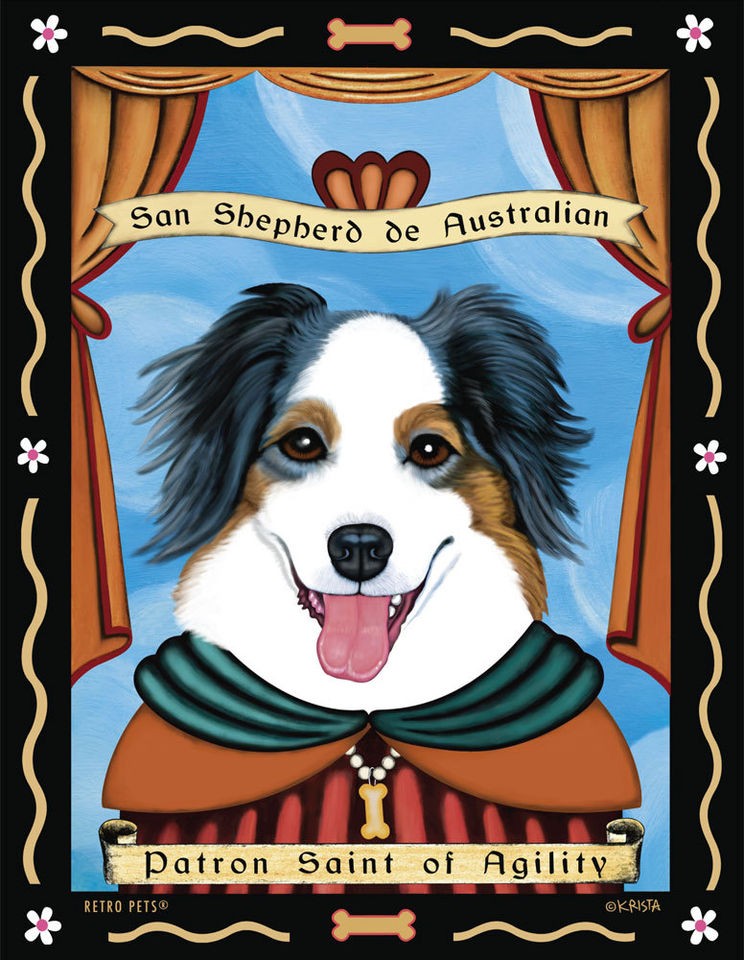 australian shepherd art in Collectibles