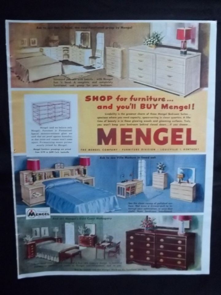 Vintage Original 1952 Ad for Mengel Furniture