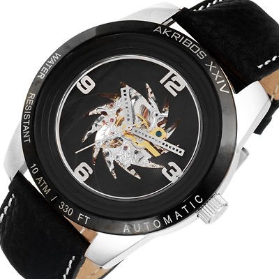 New AKRIBOS XXIV Mens Skeleton Watch NON WORKING Automatic AK448SS