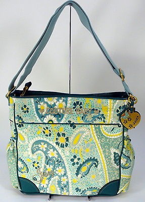   COUTURE Seafoam Teal Baby Boy Stroller Bag Diaper Bag Paisley Print