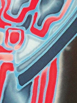 ROBERT DASKAL ~ HAND PAINTED SILK ~SHIRT SUIT TIE ~ LOOKS LIKE TRON 