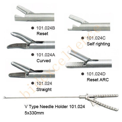 Brand New CE Approved Needle Holder V Type 5X330mm Laparoscopy 