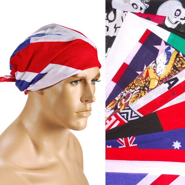 Funky Bandanas Double Side Head Wrap Scarf Biker Skullcap Flag 