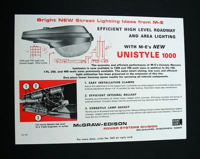 McGraw Edison Unistyle 1000 Street Light 1967 print Ad