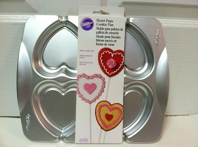 WILTON HEART COOKIE POPS CAKE PAN 4 CAVITY NEW