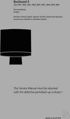 Bang & Olufsen BeoSound 4 Service Manual