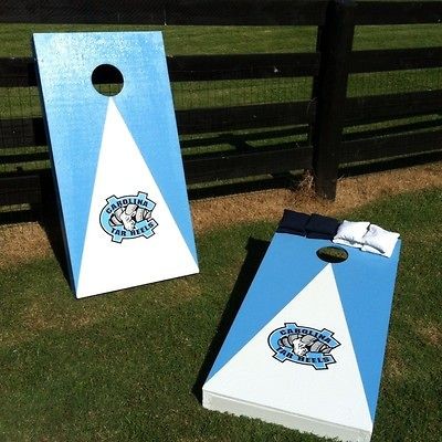 NEW NORTH CAROLINA UNC Cornhole Boards W/ 8 Bags, Bean Bag Toss Game