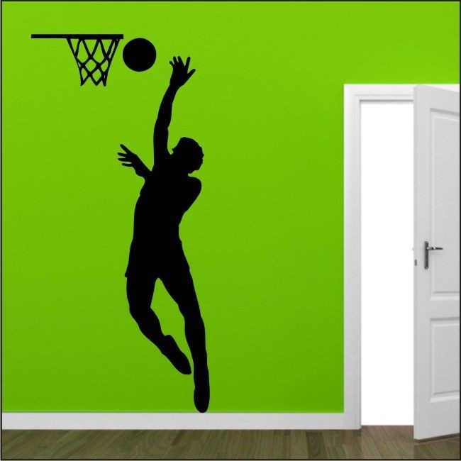 BASKETBALL Wall Sticker Sports Decal Slam Dunk Net Transfers Vinyl 