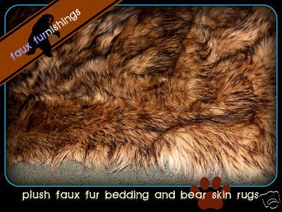 WOLF ACCENT RUG 30X48 RECTANGLE FAUX FUR BEAR SHEEP SKIN LOG CABIN 