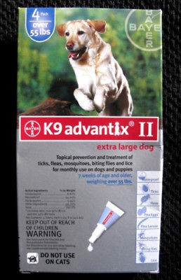 K9 ADVANTIX II weighing over 55lbs (4 Pack) FREE SHIP