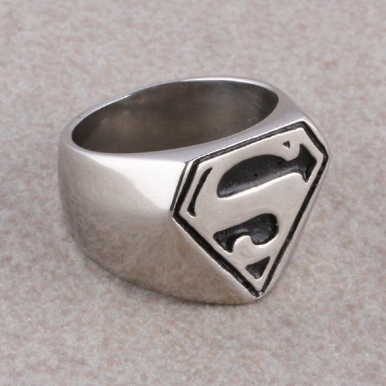   12 Fashion Superman Mens Hero S Sign Stainless Steel Ring Free Ship