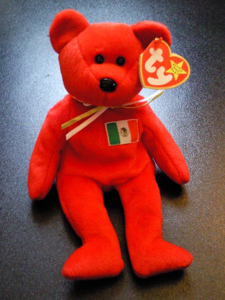 TY BEANIE BABIES Osito Mexico Bear PVC or PE Pellets NEW