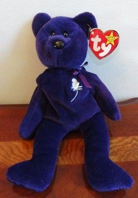 TY BEANIE BABIES BABY PRINCESS DIANA PURPLE BEAR MWMT NUMBERED # 450 