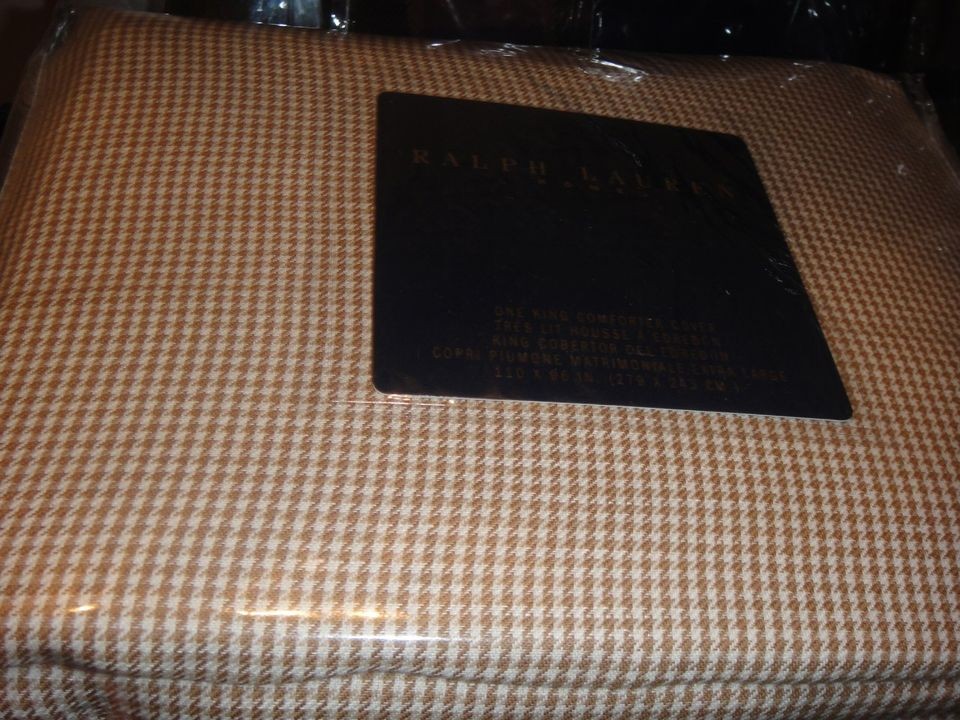   Wilshire Linen Houndstooth Black Label King Duvet Cover Beige New