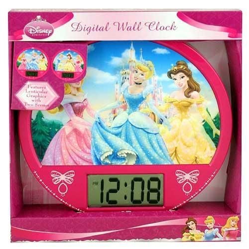   LENTICULAR DIGITAL WALL CLOCK BELLE CINDERELLA & SLEEPING BEAUTY