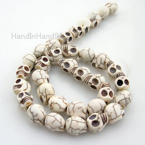 30x Bulk Loose Synthetic Howlite SKULL Beads 41m 110279