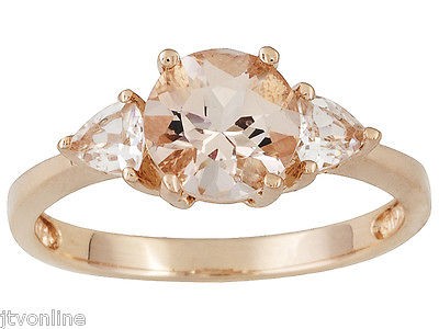   Morganite & White Topaz 18k Pink Gold .925 Sterling Silver Ring JTV