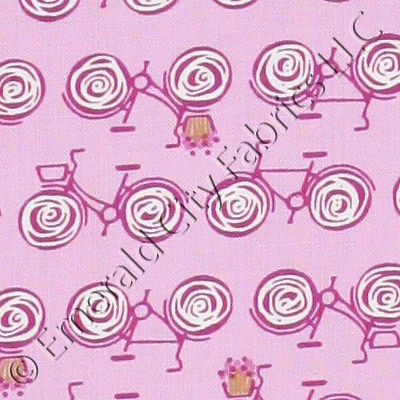 Free Spirit Weekends Go By Bike Violet Cotton Fabric