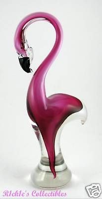 Murano Art Glass Pink Flamingo Bird Figurine