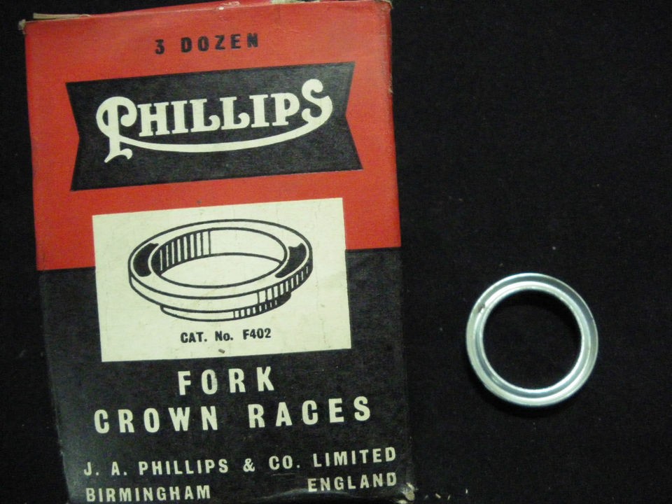 Vintage Bicycle Phillips Head fittings Fork Crown Races NOS